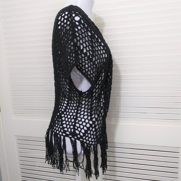 Vivid Collection of NY Black Crochet Vest Open Front Womens Small - Picture 8 of 8